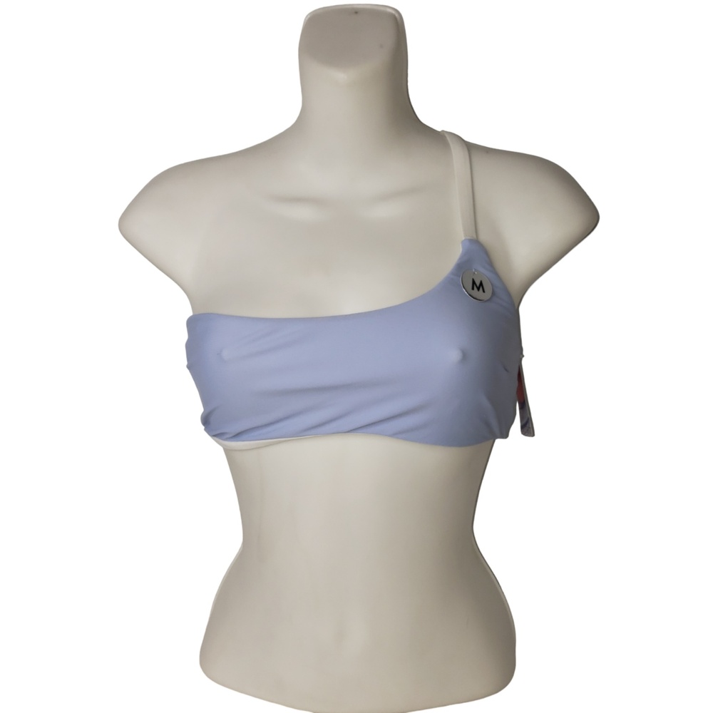 FOREVER 21 Reversible One Shoulder Swim Top Periwinkle Blue / White Size Medium